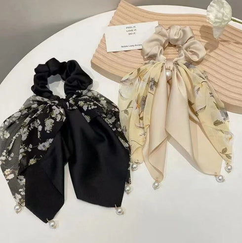 Summer floral Pattern Long Tail Scrunchies